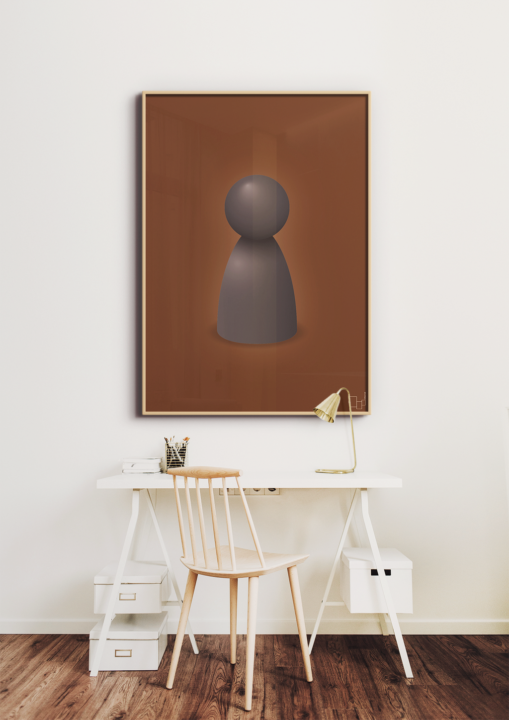 plakat: spillebrik i farven: graphic charcoal - cognac-Brætspil-A1two3