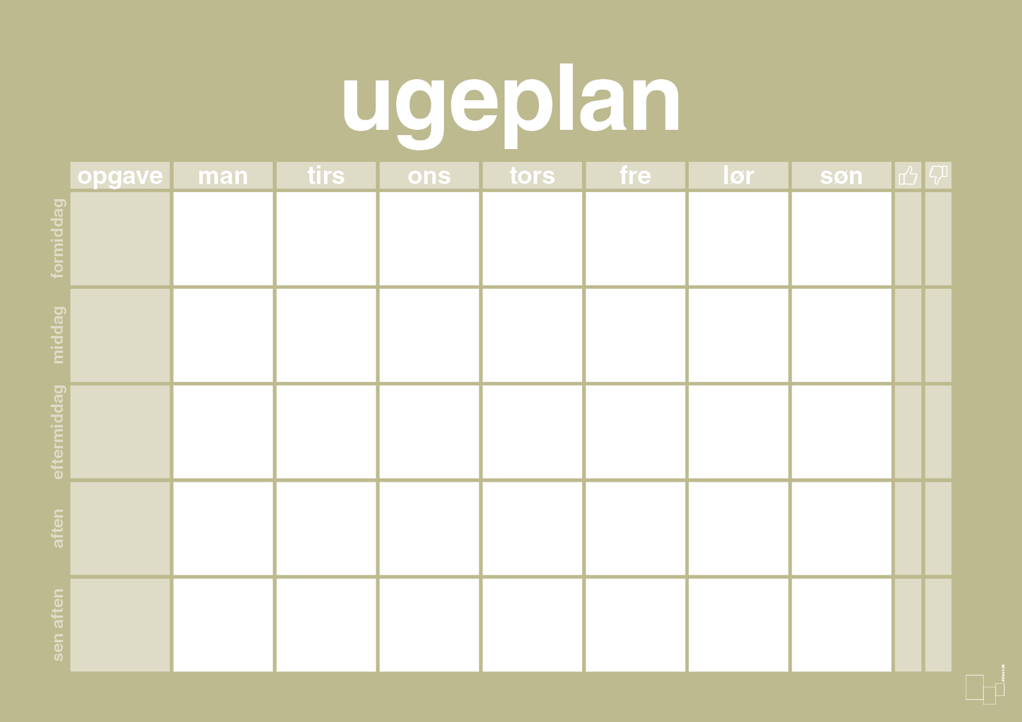 plakat: ugeplan horizontal opgaver - back to nature-Planer-A1two3