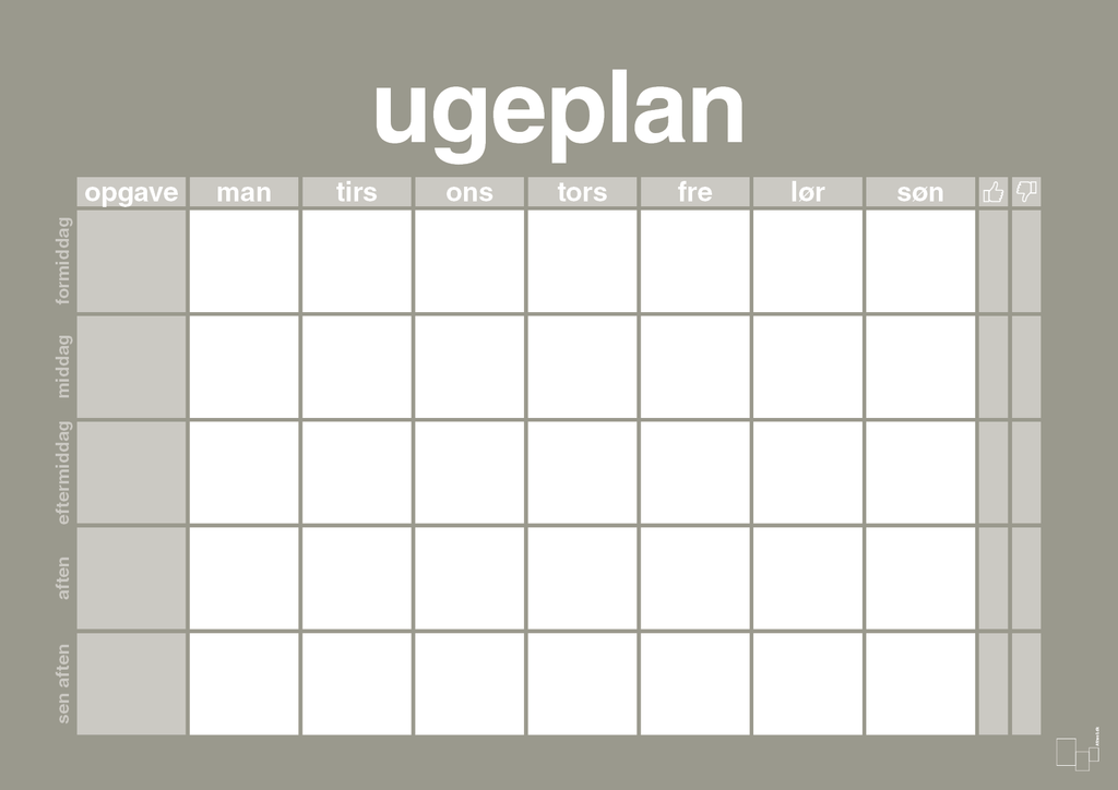 plakat: ugeplan horizontal opgaver - battleship gray-Planer-A1two3