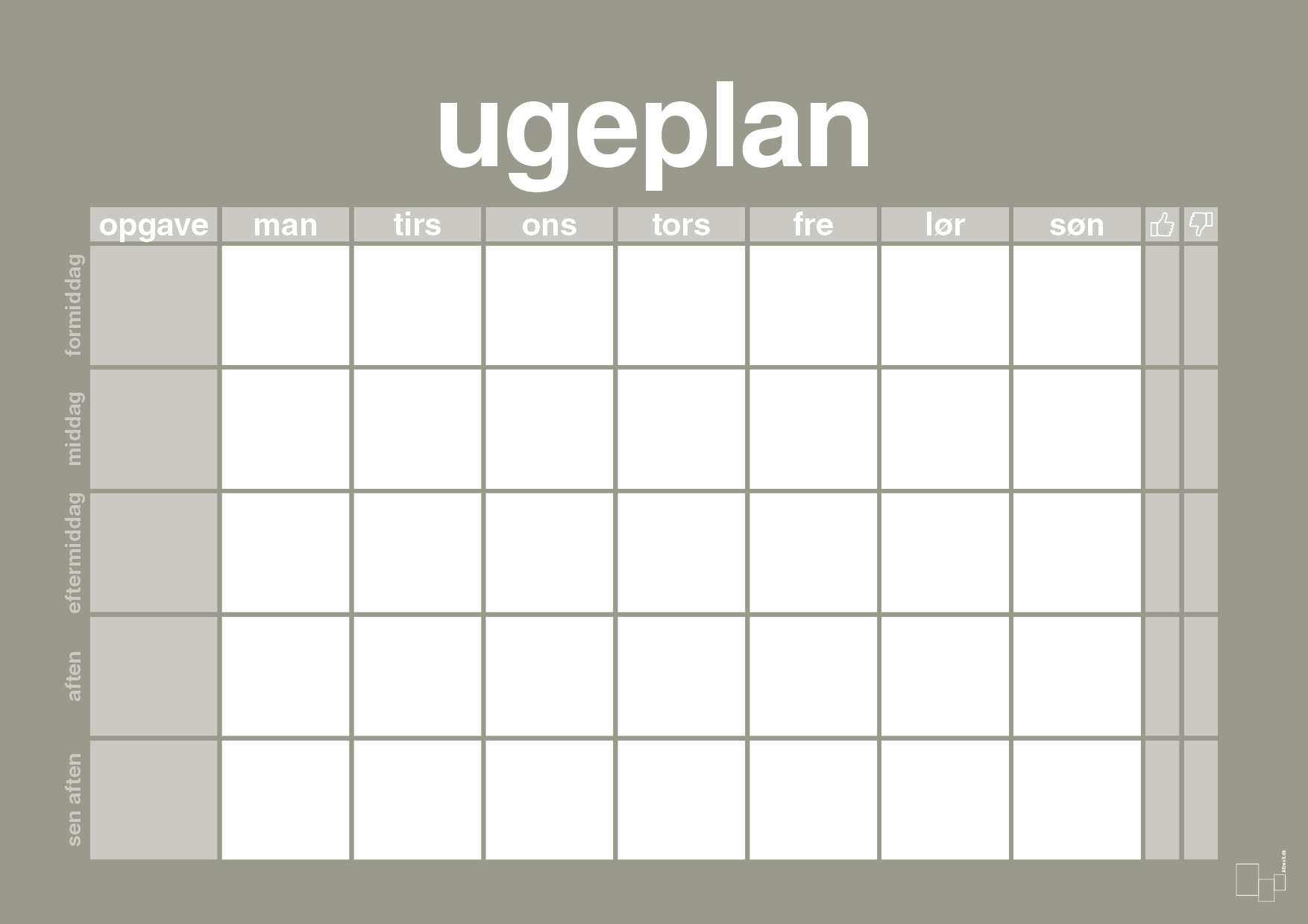 plakat: ugeplan horizontal opgaver - battleship gray-Planer-A1two3