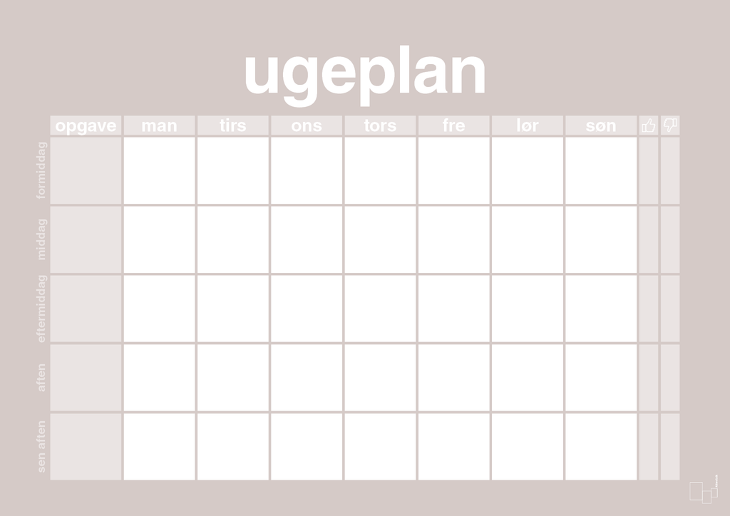 plakat: ugeplan horizontal opgaver - broken beige-Planer-A1two3