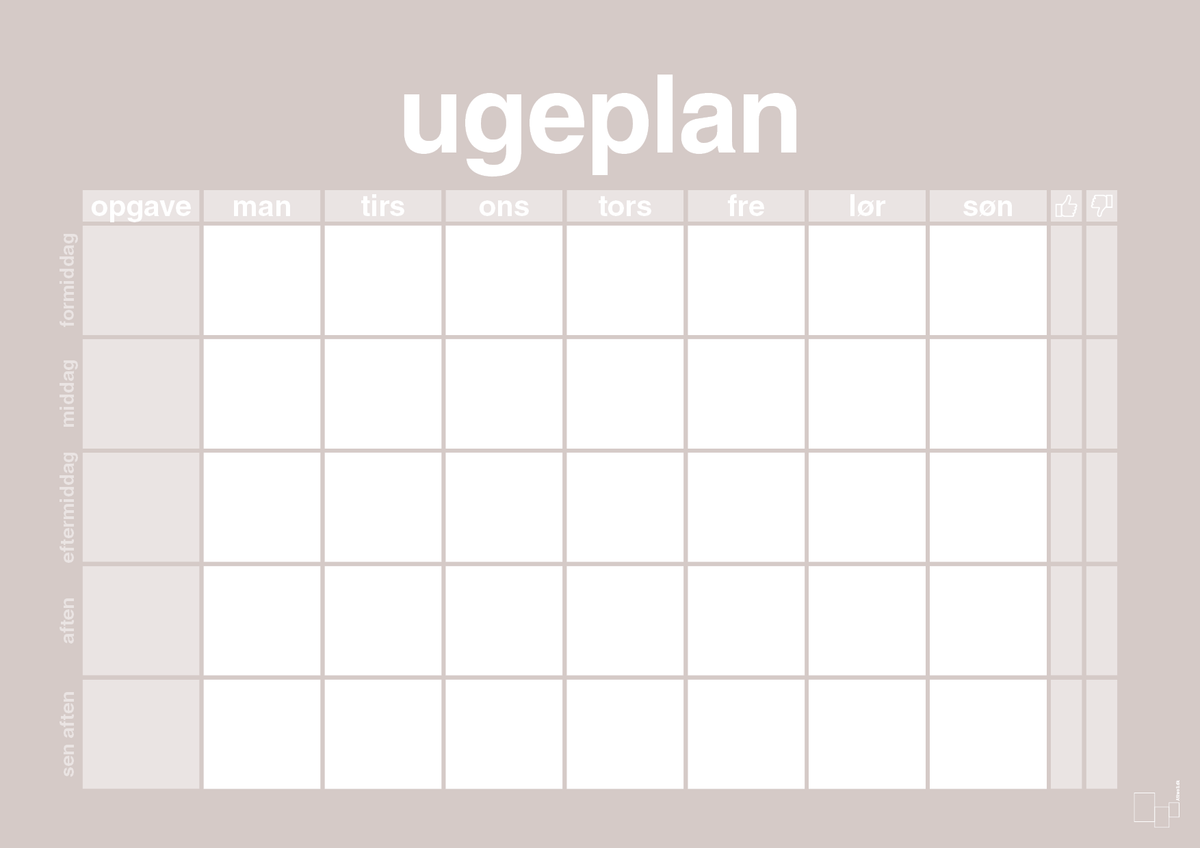 plakat: ugeplan horizontal opgaver - broken beige-Planer-A1two3