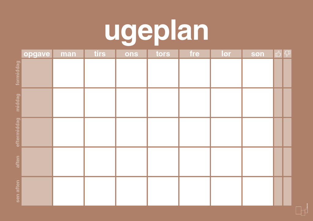 plakat: ugeplan horizontal opgaver - cider spice-Planer-A1two3