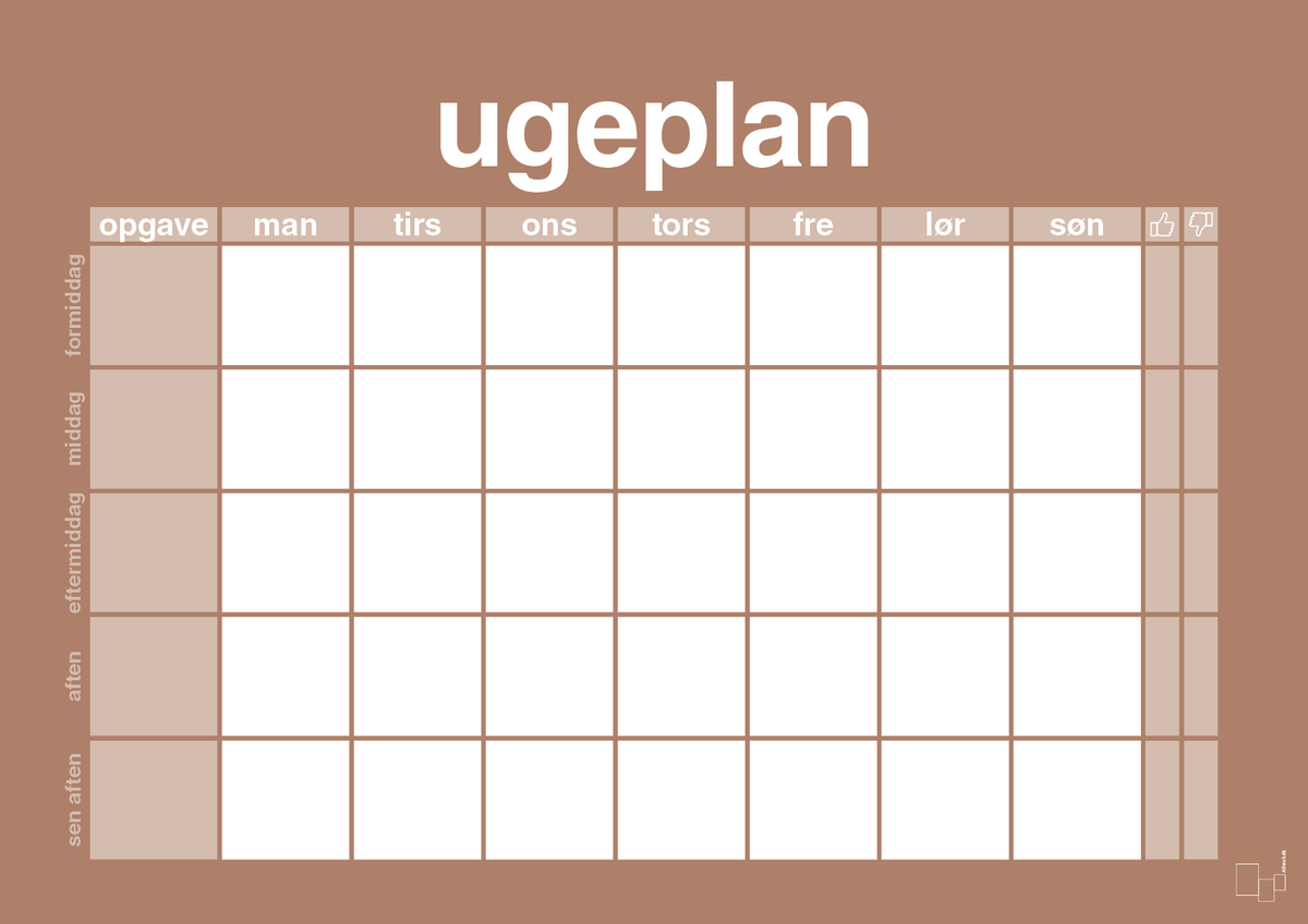 plakat: ugeplan horizontal opgaver - cider spice-Planer-A1two3