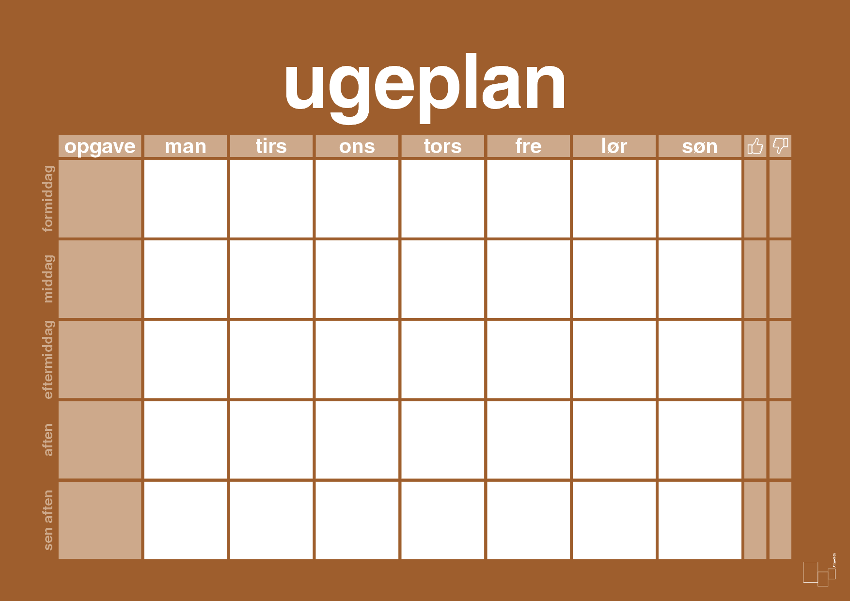 plakat: ugeplan horizontal opgaver - cognac-Planer-A1two3