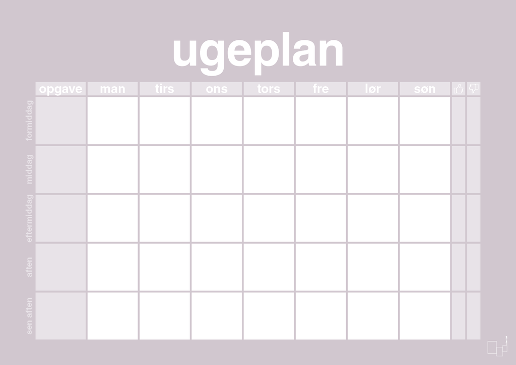 plakat: ugeplan horizontal opgaver - dusty lilac-Planer-A1two3