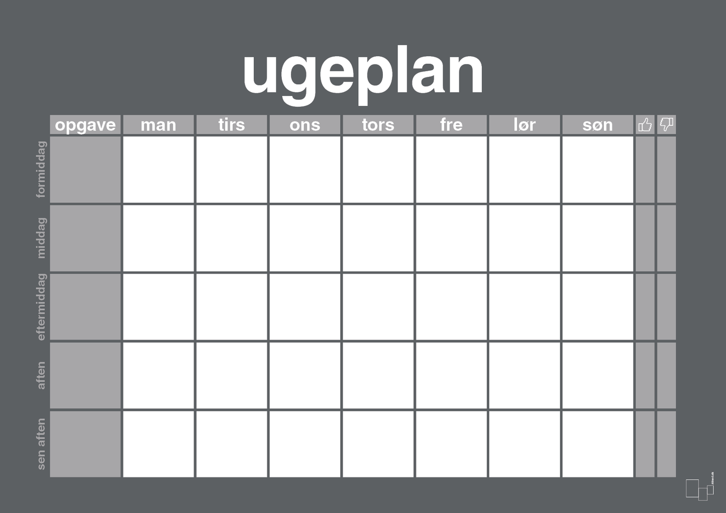 plakat: ugeplan horizontal opgaver - graphic charcoal-Planer-A1two3