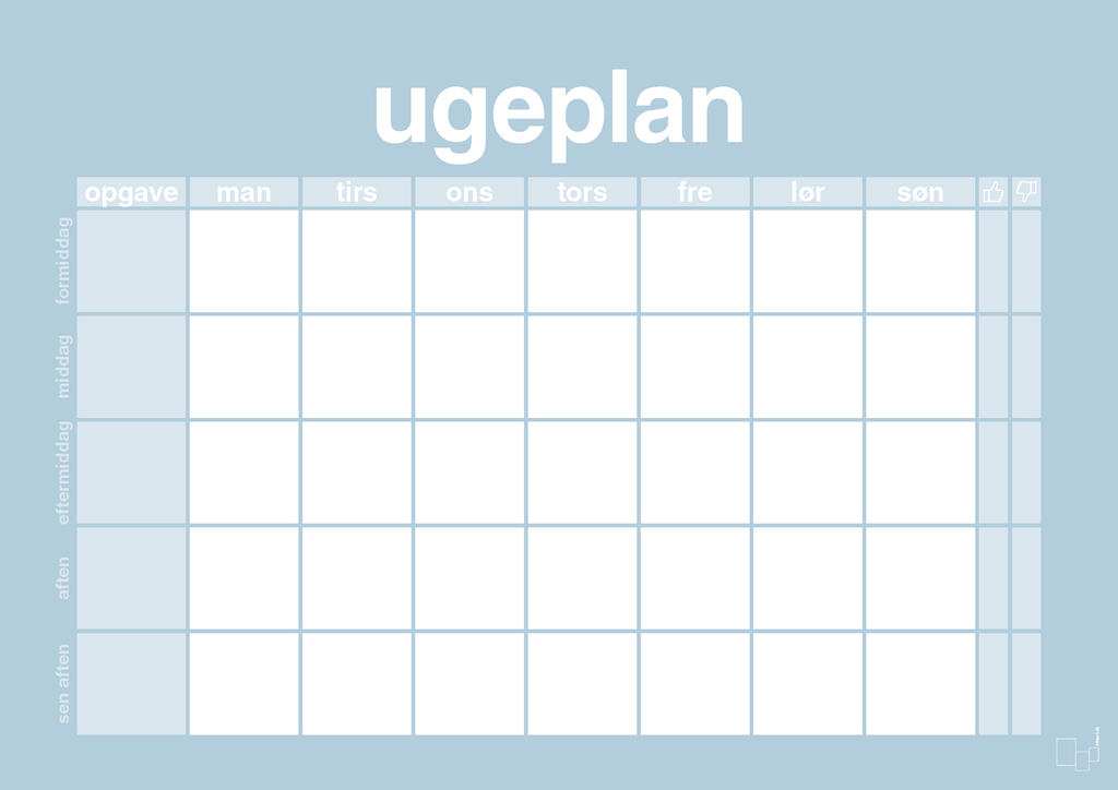 plakat: ugeplan horizontal opgaver - heavenly blue-Planer-A1two3