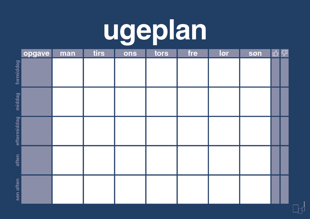 plakat: ugeplan horizontal opgaver - lapis blue-Planer-A1two3