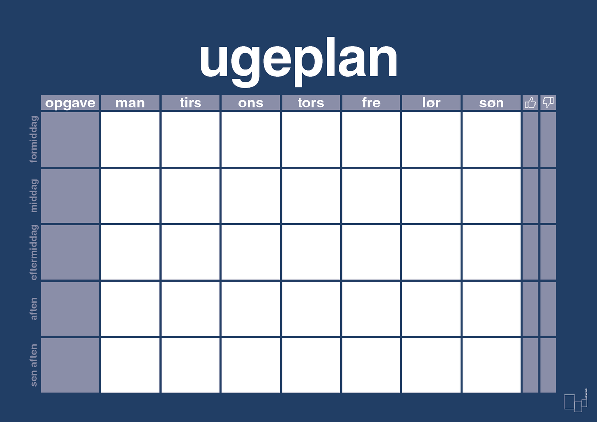 plakat: ugeplan horizontal opgaver - lapis blue-Planer-A1two3