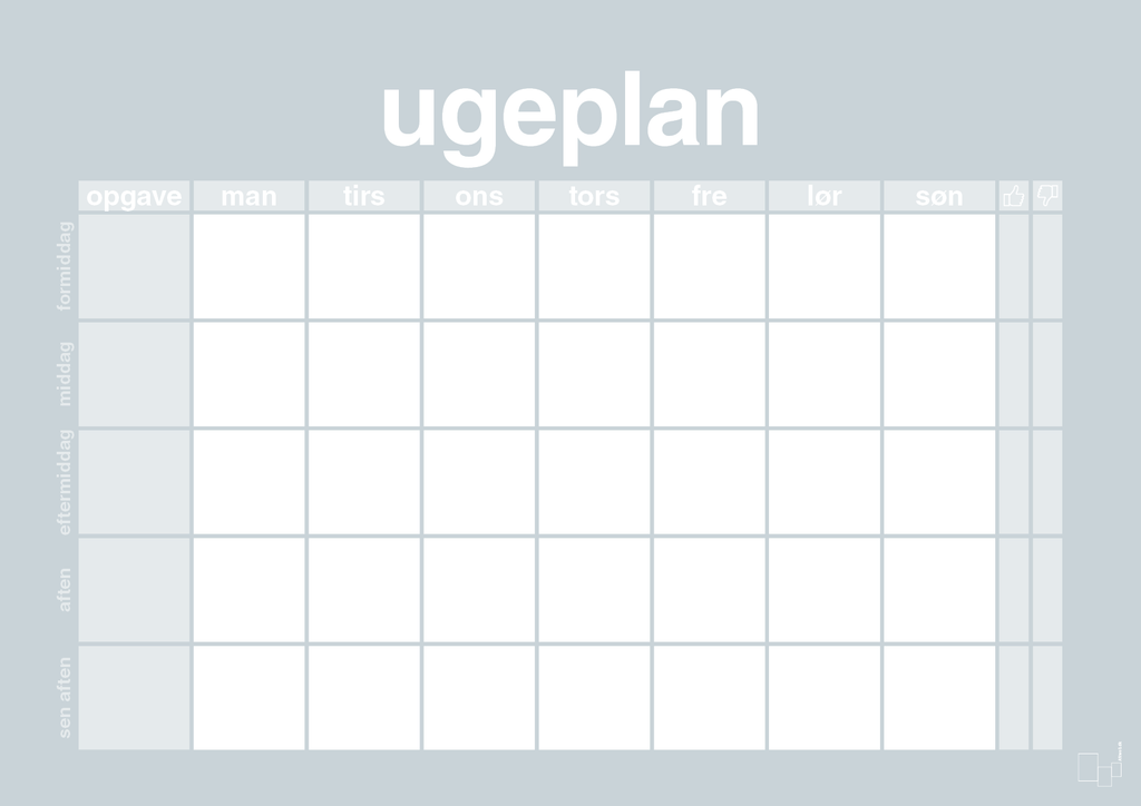 plakat: ugeplan horizontal opgaver - light drizzle-Planer-A1two3