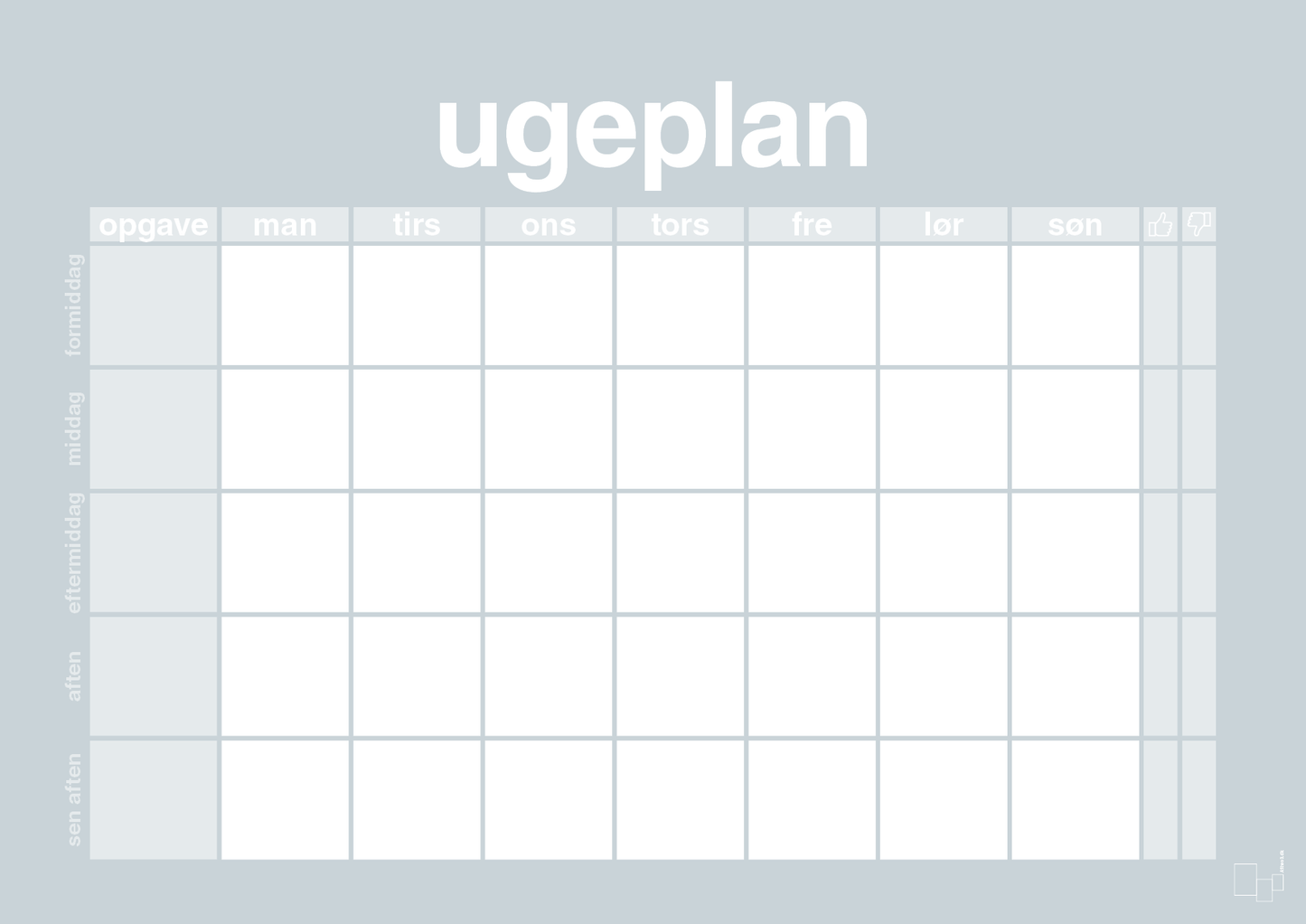 plakat: ugeplan horizontal opgaver - light drizzle-Planer-A1two3