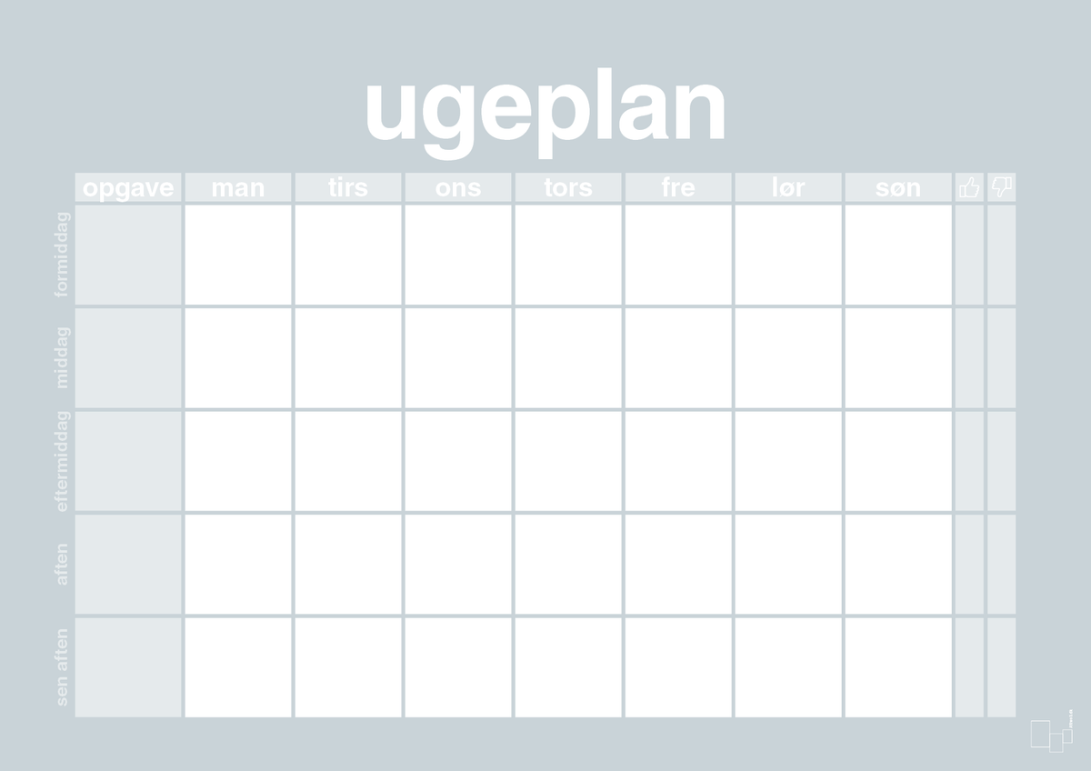 plakat: ugeplan horizontal opgaver - light drizzle-Planer-A1two3
