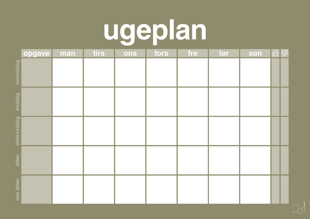 plakat: ugeplan horizontal opgaver - misty forrest-Planer-A1two3