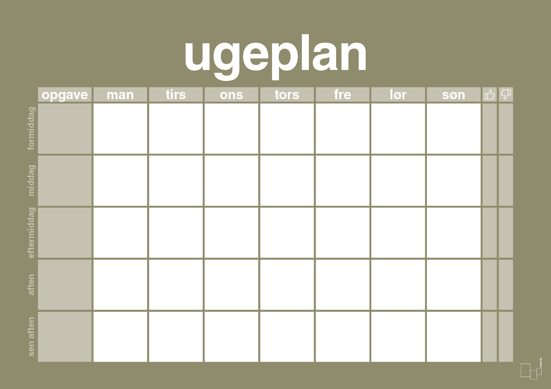 plakat: ugeplan horizontal opgaver - misty forrest-Planer-A1two3
