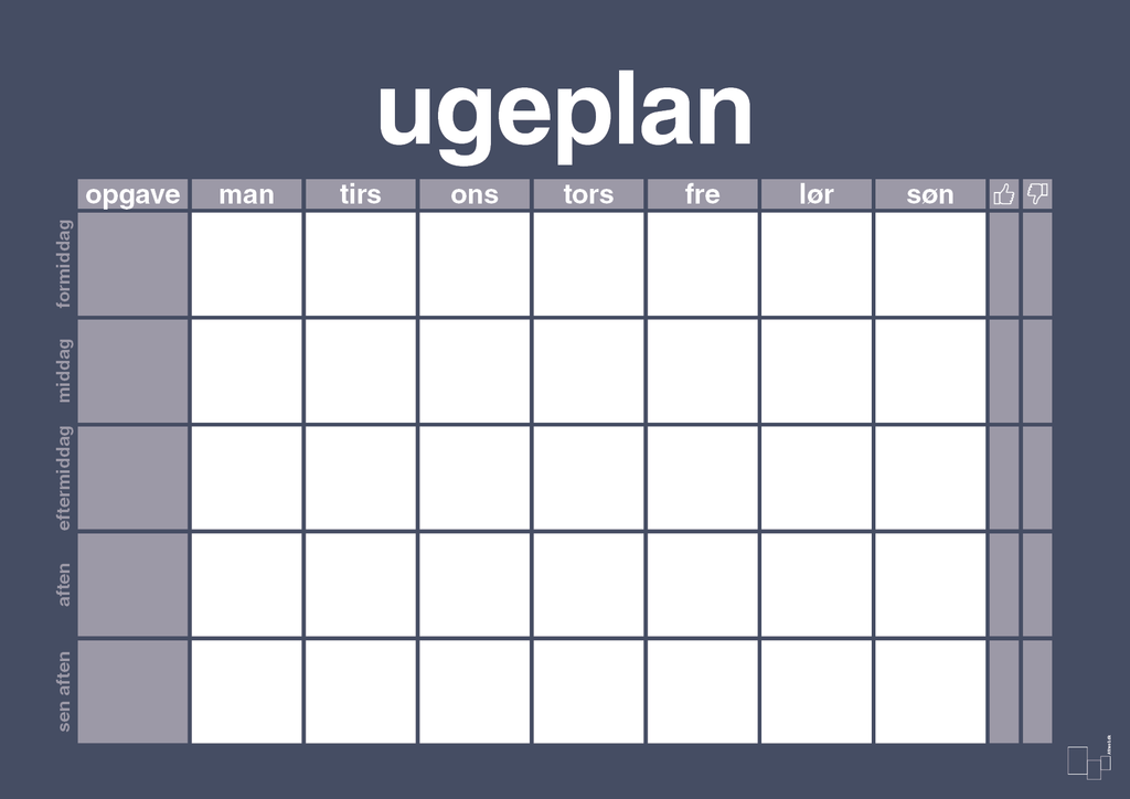 Ugeplan horizontal opgaver - petrol-Planer-A1two3