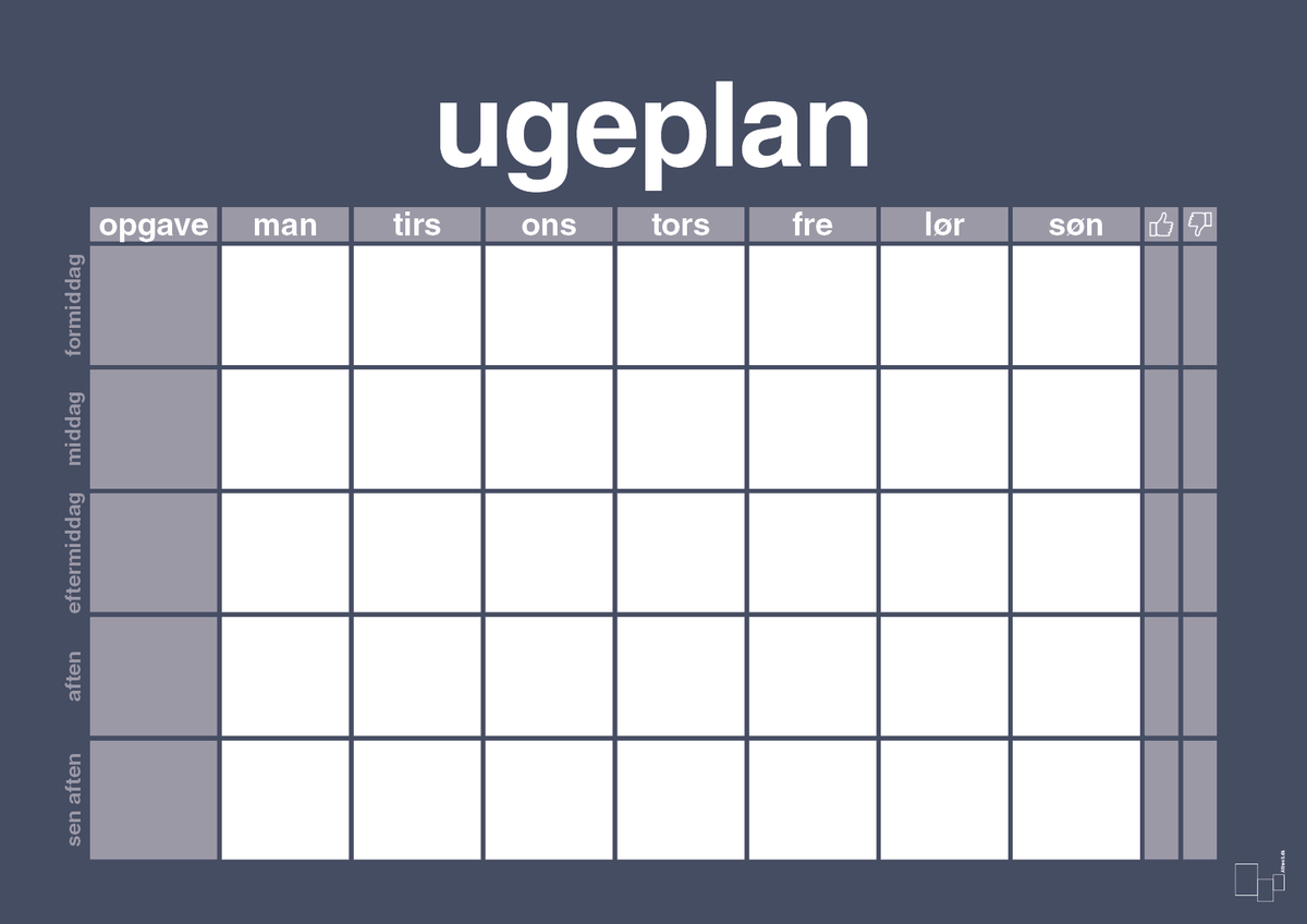 Ugeplan horizontal opgaver - petrol-Planer-A1two3