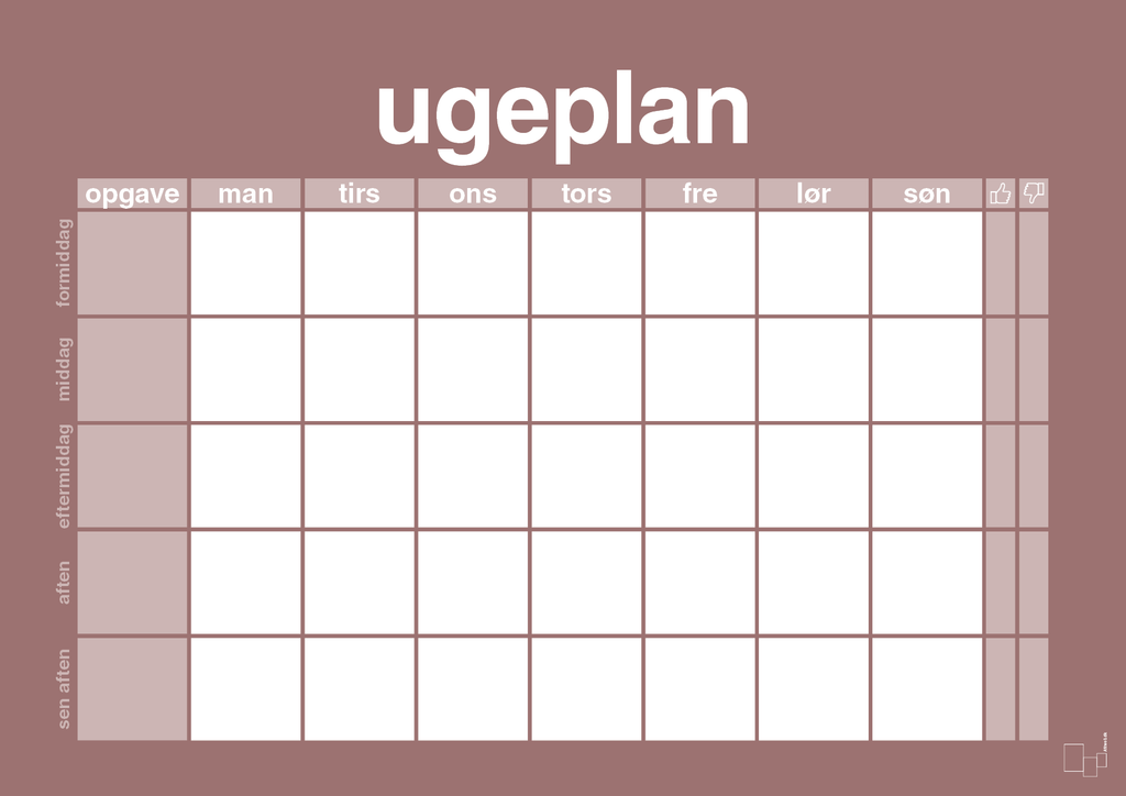plakat: ugeplan horizontal opgaver - plum-Planer-A1two3