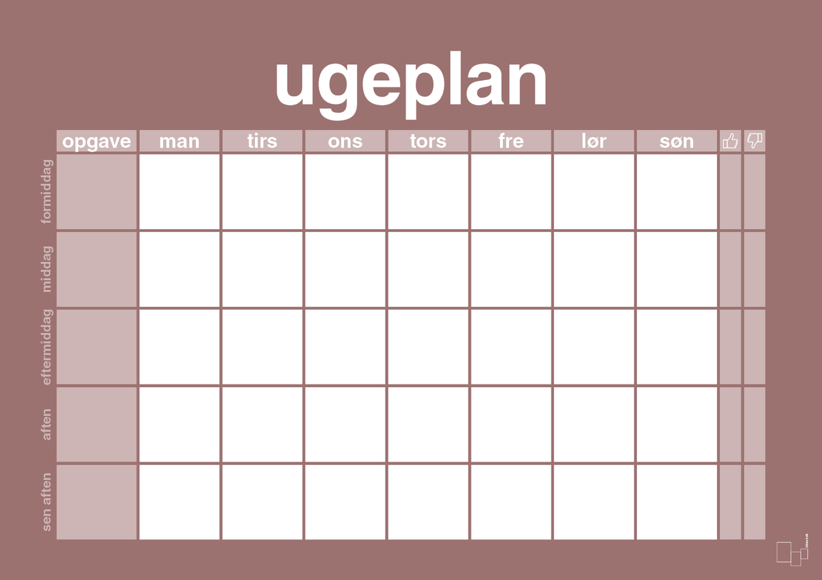 plakat: ugeplan horizontal opgaver - plum-Planer-A1two3
