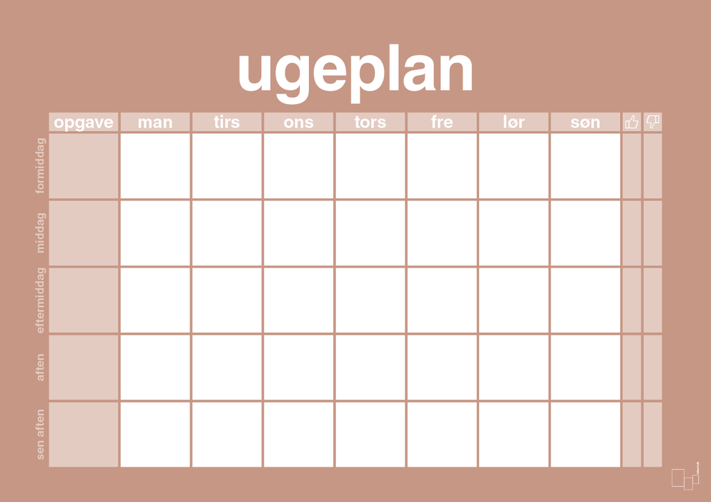 plakat: ugeplan horizontal opgaver - powder-Planer-A1two3