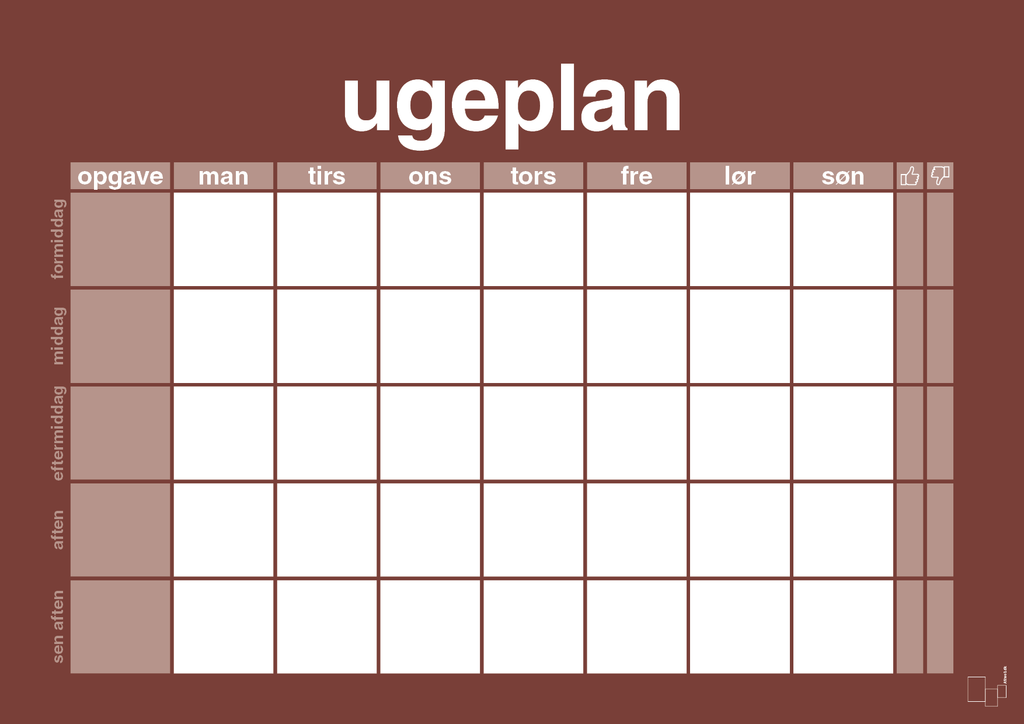 plakat: ugeplan horizontal opgaver - red pepper-Planer-A1two3