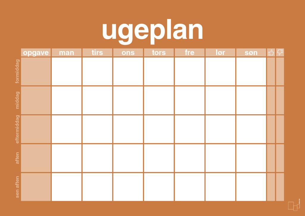 plakat: ugeplan horizontal opgaver - rumba orange-Planer-A1two3