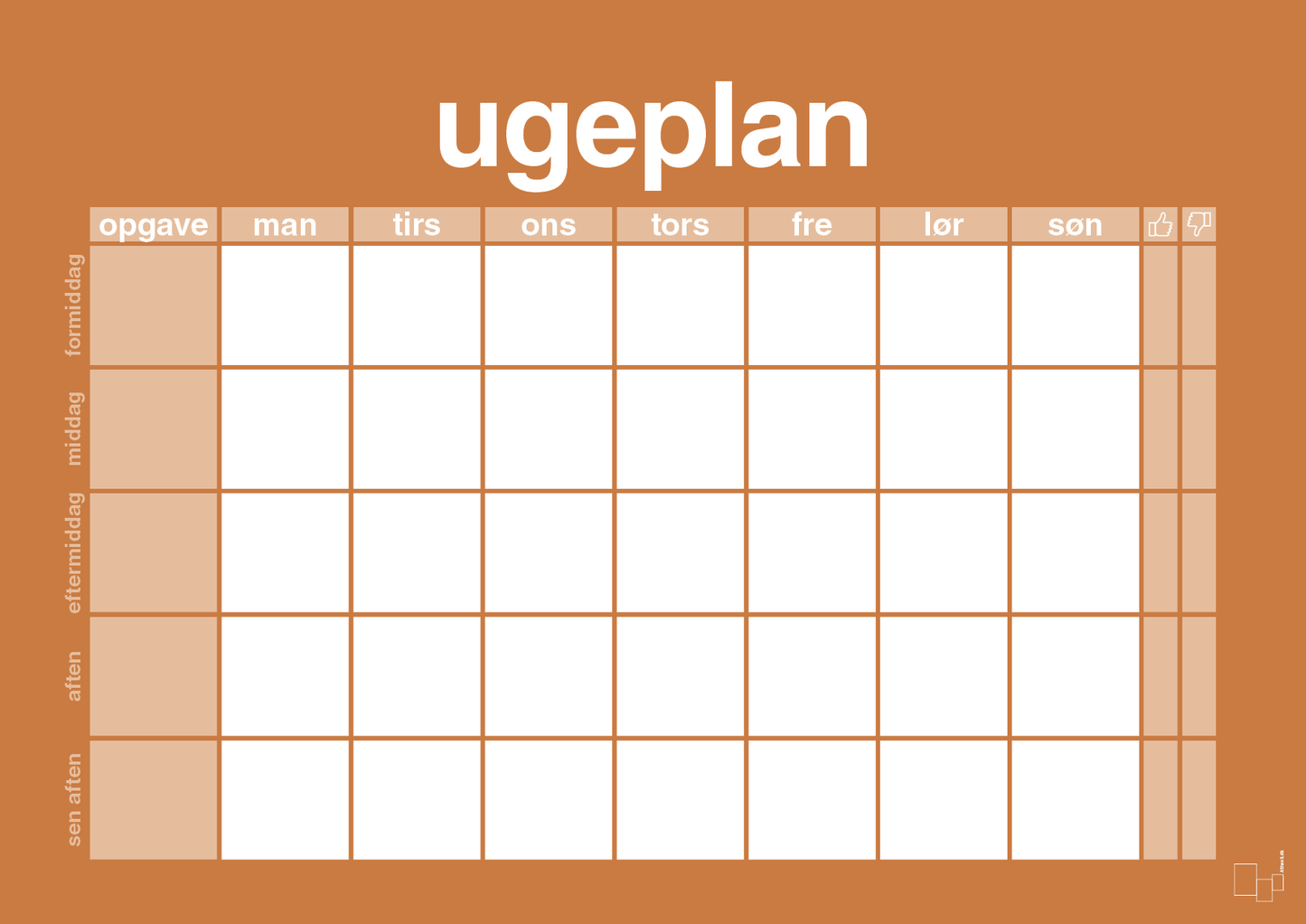 plakat: ugeplan horizontal opgaver - rumba orange-Planer-A1two3