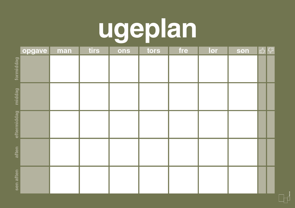 plakat: ugeplan horizontal opgaver - secret meadow-Planer-A1two3