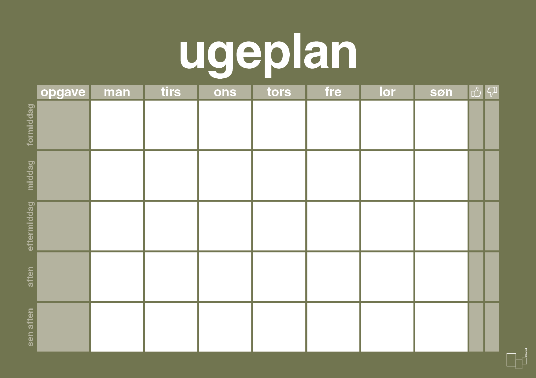 plakat: ugeplan horizontal opgaver - secret meadow-Planer-A1two3