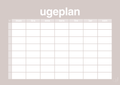 plakat: ugeplan horizontal timer enkel - broken beige-Planer-A1two3