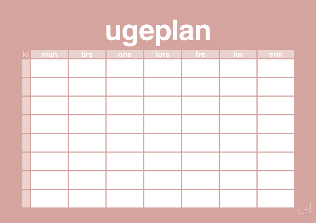 plakat: ugeplan horizontal timer enkel - bubble shell-Planer-A1two3