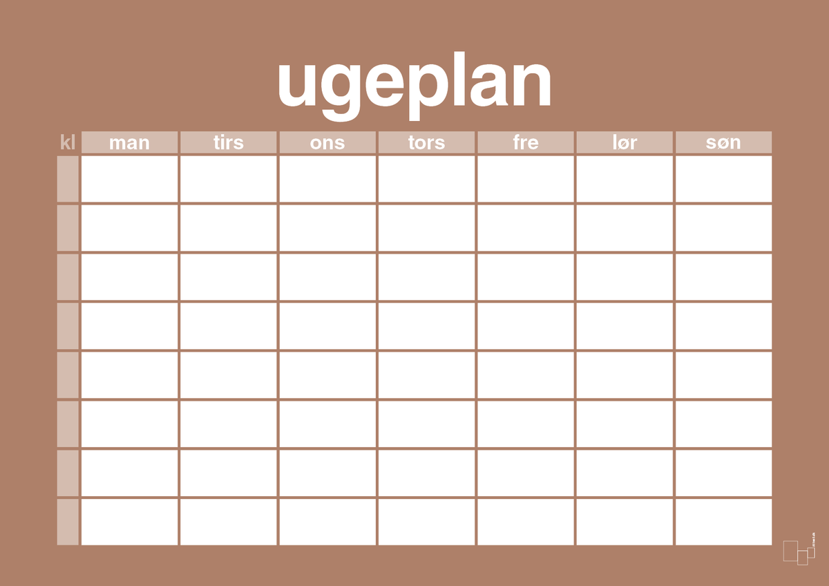 plakat: ugeplan horizontal timer enkel - cider spice-Planer-A1two3