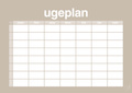 plakat: ugeplan horizontal timer enkel - creamy mushroom-Planer-A1two3