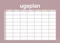 plakat: ugeplan horizontal timer enkel - light rose-Planer-A1two3