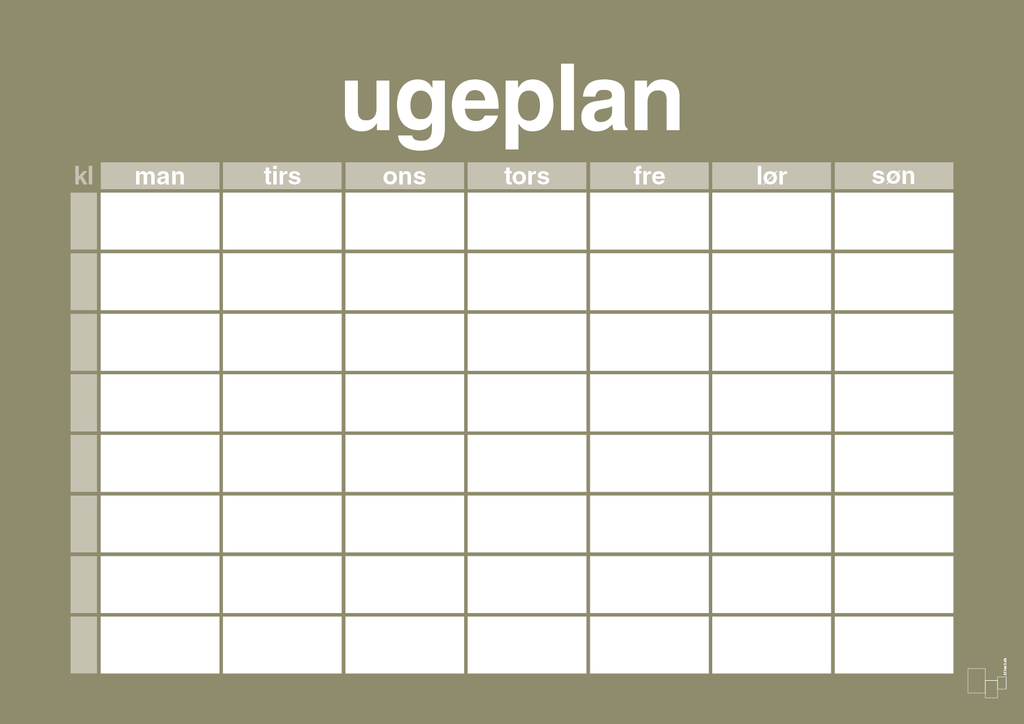 plakat: ugeplan horizontal timer enkel - misty forrest-Planer-A1two3