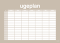 plakat: ugeplan horizontal timer detaljeret - creamy mushroom-Planer-A1two3