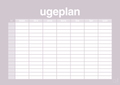 plakat: ugeplan horizontal timer detaljeret - dusty lilac-Planer-A1two3