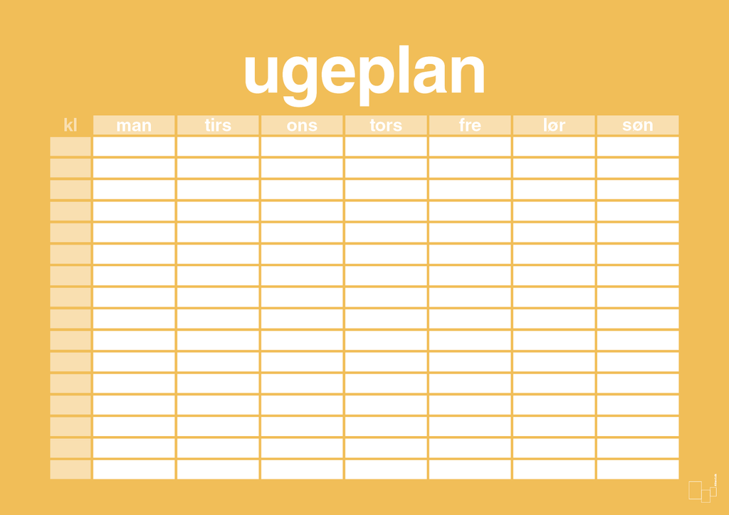 plakat: ugeplan horizontal timer detaljeret - honeycomb-Planer-A1two3