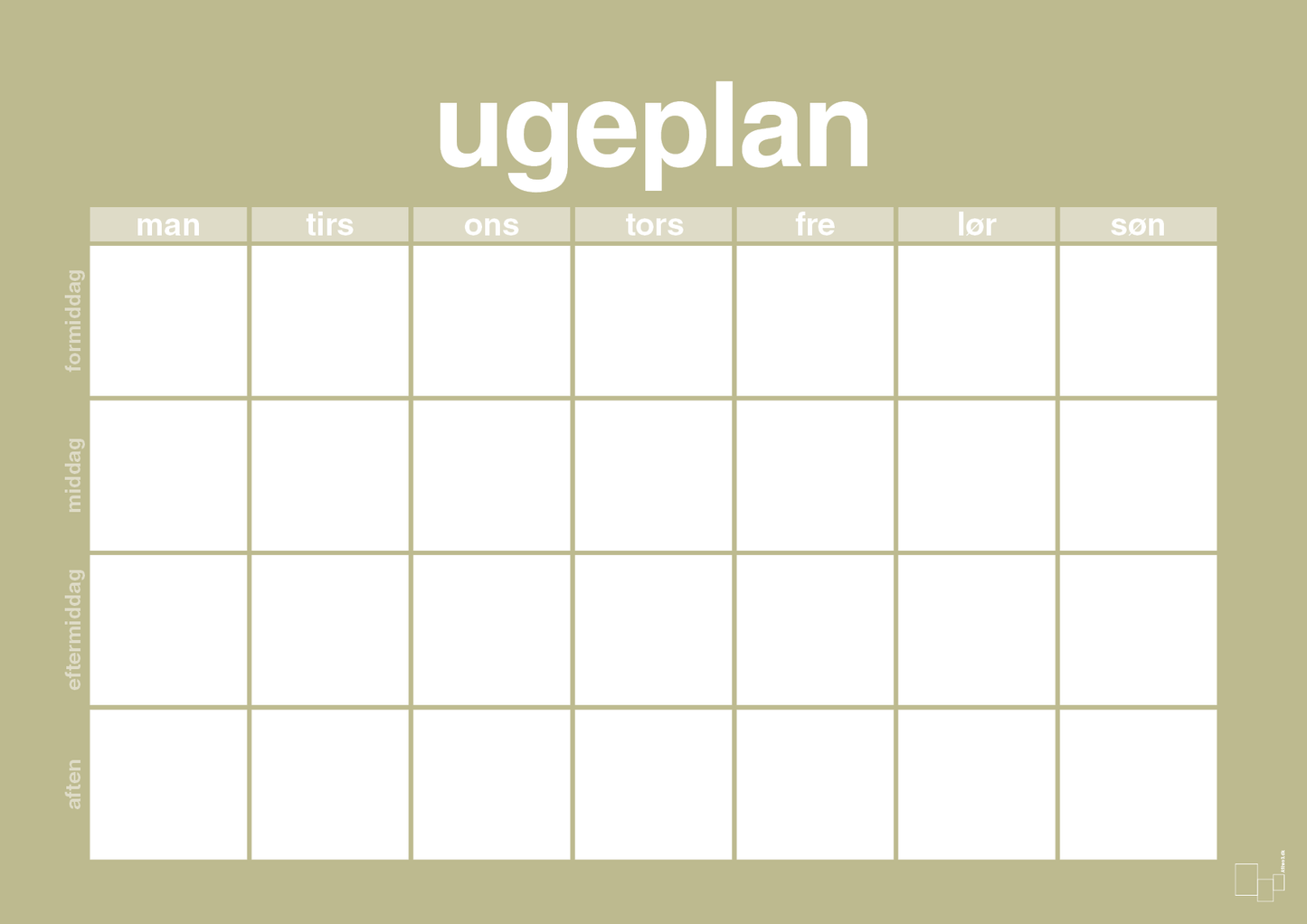 plakat: ugeplan horizontal generisk - back to nature-Planer-A1two3