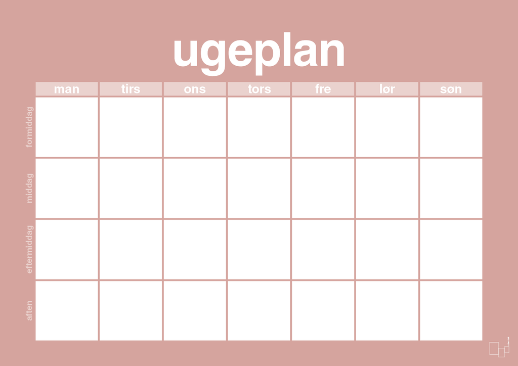 plakat: ugeplan horizontal generisk - bubble shell-Planer-A1two3