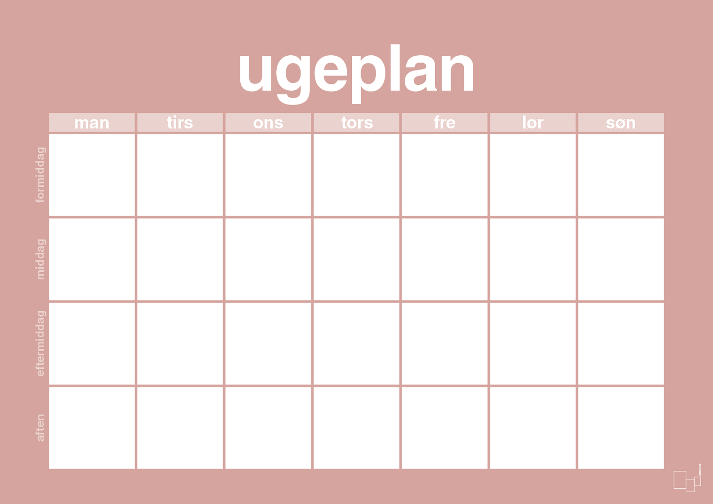 plakat: ugeplan horizontal generisk - bubble shell-Planer-A1two3