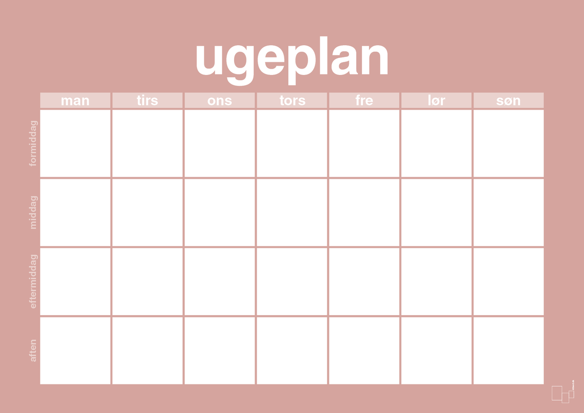 plakat: ugeplan horizontal generisk - bubble shell-Planer-A1two3