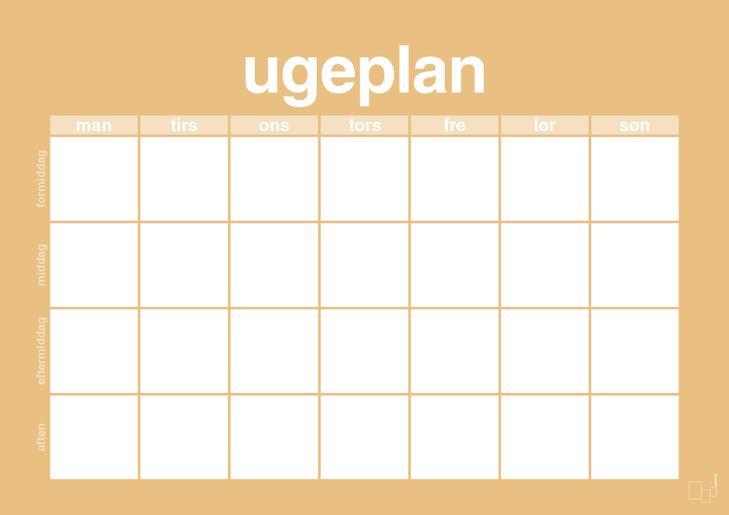 plakat: ugeplan horizontal generisk - charismatic-Planer-A1two3