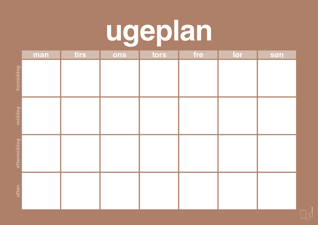 plakat: ugeplan horizontal generisk - cider spice-Planer-A1two3