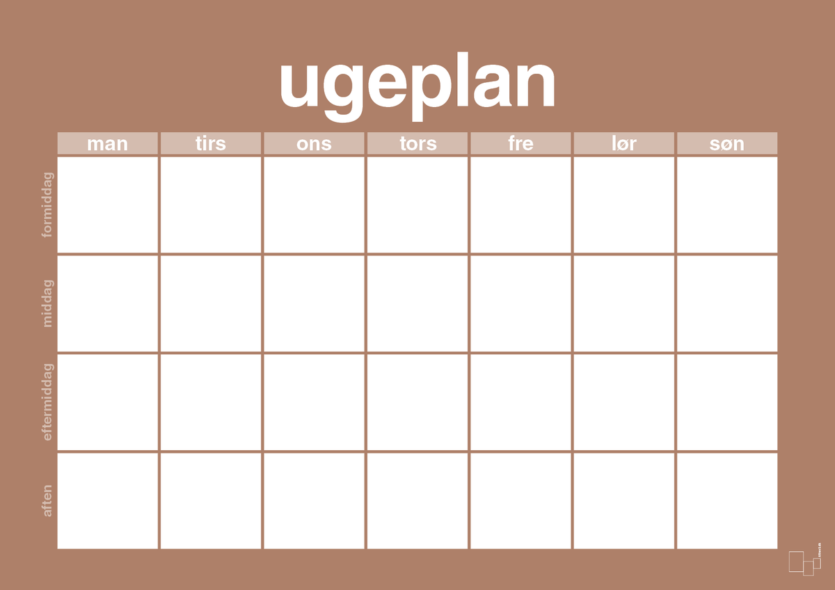 plakat: ugeplan horizontal generisk - cider spice-Planer-A1two3