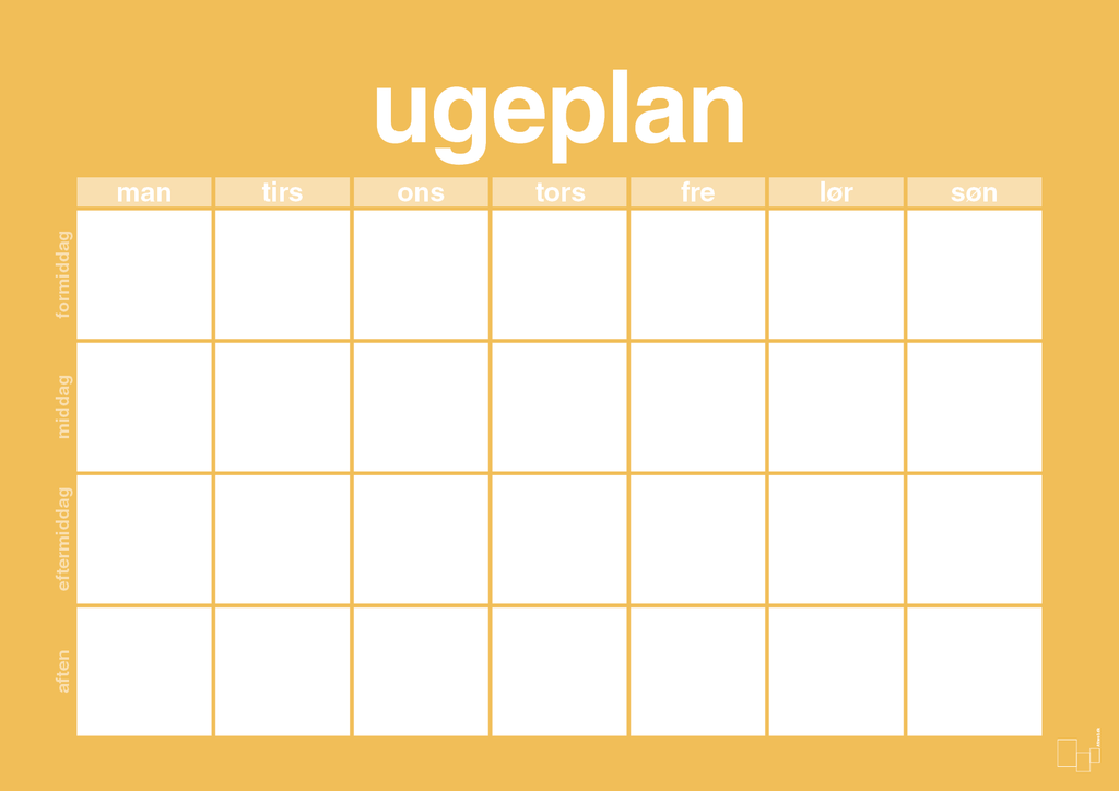 plakat: ugeplan horizontal generisk - honeycomb-Planer-A1two3