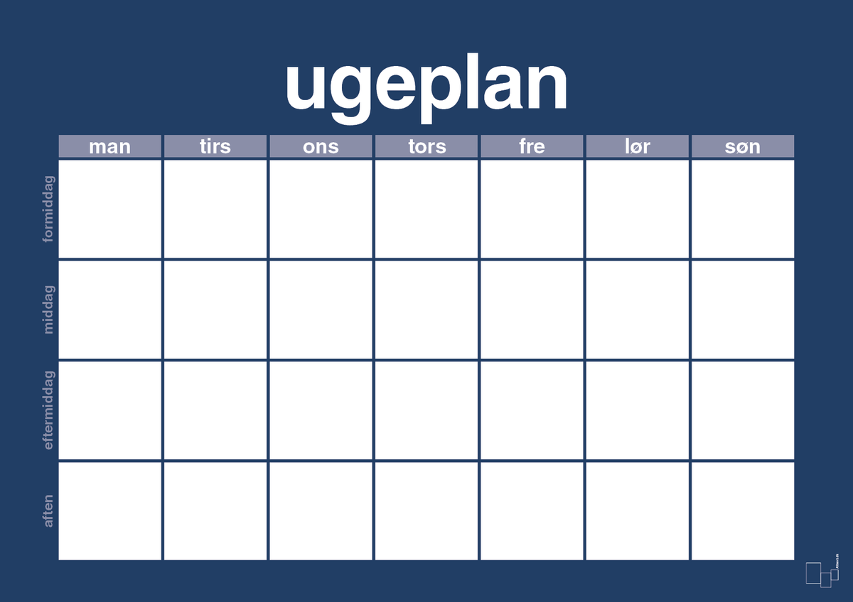 plakat: ugeplan horizontal generisk - lapis blue-Planer-A1two3