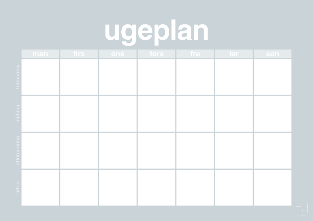 plakat: ugeplan horizontal generisk - light drizzle-Planer-A1two3