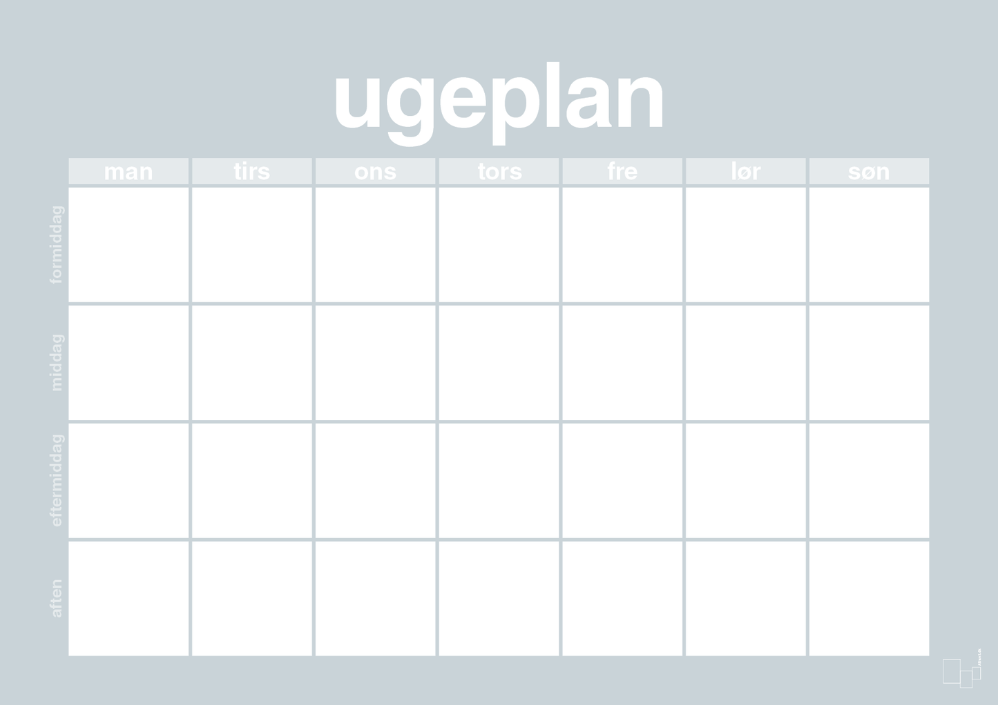 plakat: ugeplan horizontal generisk - light drizzle-Planer-A1two3