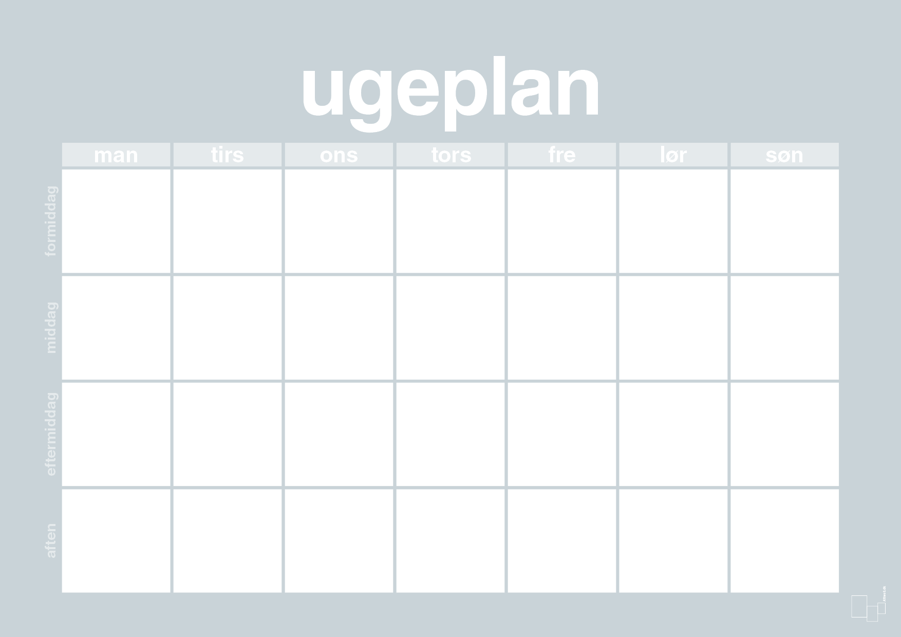 plakat: ugeplan horizontal generisk - light drizzle-Planer-A1two3